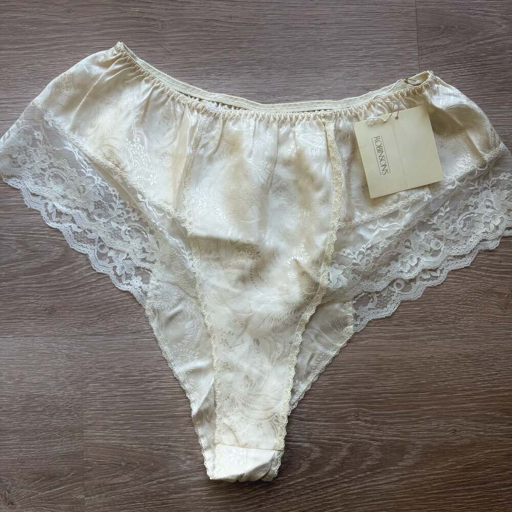 Vintage NWT Robinsons 100% Silk and Lace High Cut Panties